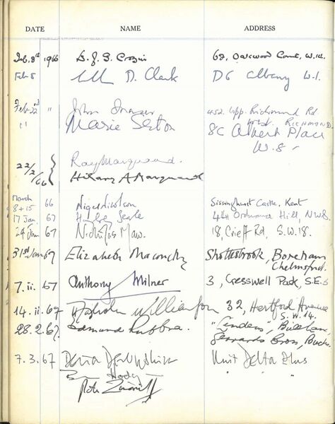 File:Morley College visitors' book, March 1967.jpg